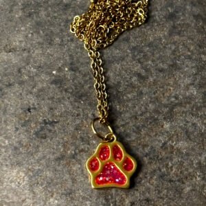 19MM Medium Dog Paw Memory Pendant Gold